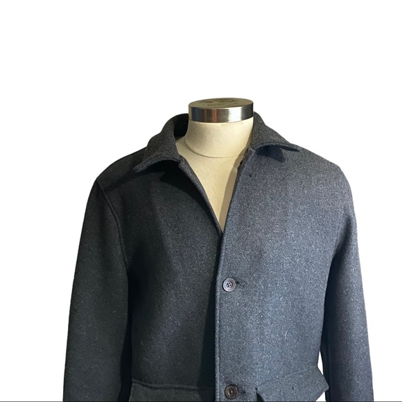 Levi’s Charcoal Grey 4-Button 100% Cotton Lined Heavy Warm Peacoat Jacket Men L - Picture 2 of 13